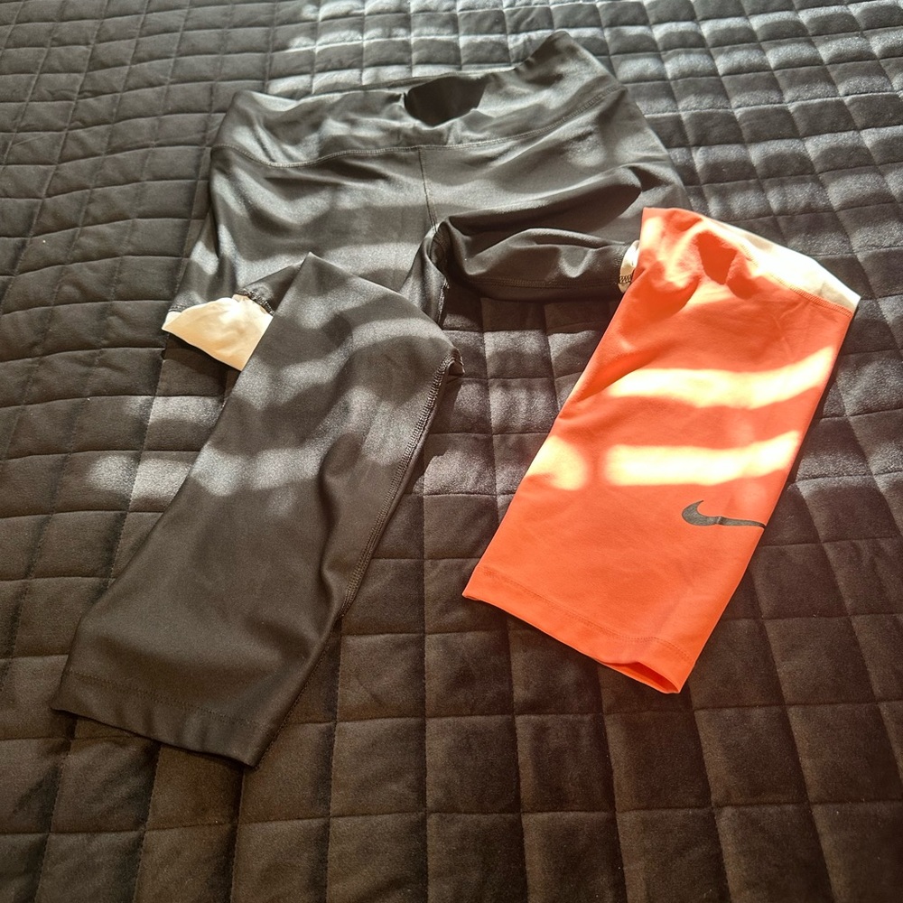 Nike Black and Orange Leggings